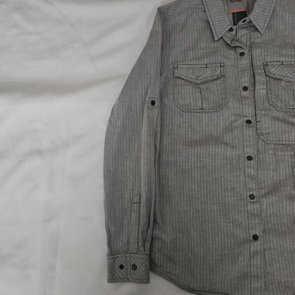 5.11 Tactical Men's Gray Striped Dual Chest Pockets Long Sleeve Shirt Size Small - Picture 12 of 16
